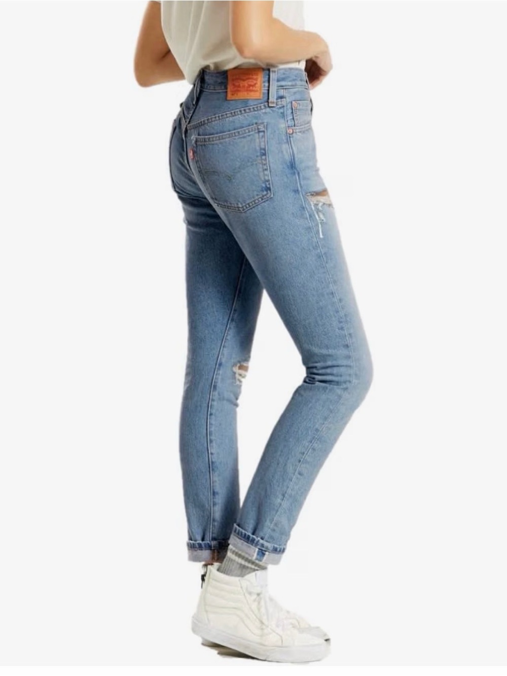 Levi's Premium 501 Skinny Distressed Jeans Light Wash Size 26 Measures 30 Grunge